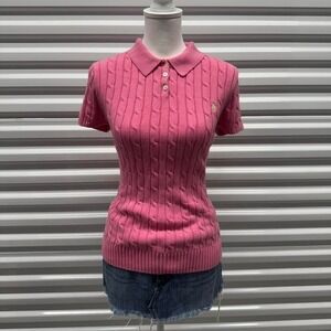 Polo sport pink cable knit polo pink size womens XL preppy